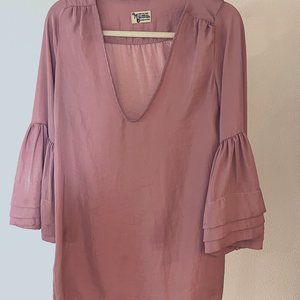 SHOW ME YOUR MUMU short soft pink dress with bell sleeves